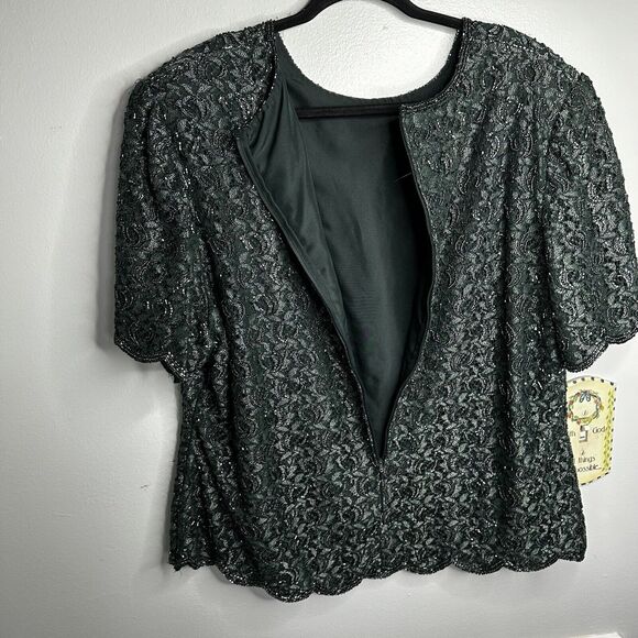 Vintage Brilliante by J.A. Beaded Green Top Plus 3x Cruise Vacation Event - Picture 9 of 9